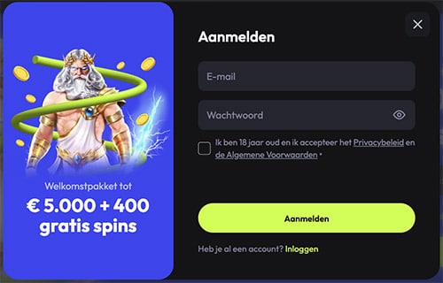 Registreer GxSpin Casino